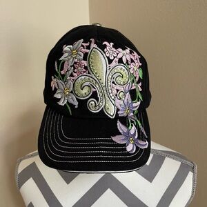 Jolly Roger - Made in USA 100% Cotton - Embroidered Fleur De Lis with Bling Cap